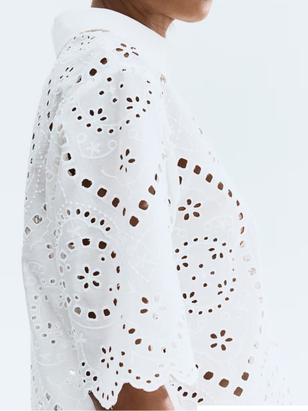 H&M Eyelet Embroidered Cotton Shirt - Picture 2 of 13